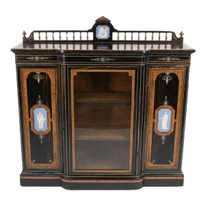 Early 19th Century English Regency Greek Revival Calamander and Jasperware Cabinet With Ivory Stringing