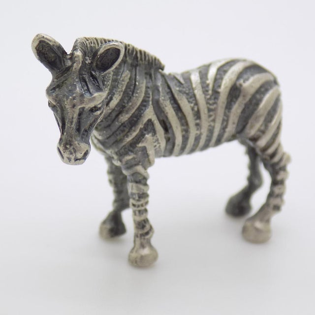 1970s Vintage Italian Silver Detailed Zebra Figurine, 1970s For Sale - Image 5 of 11