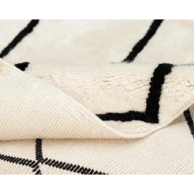 Black Hand-Knotted Wool Rug by Azele Studio For Sale - Image 8 of 13
