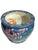 A striking vintage Chinese fish bowl or cachepot featuring a richly saturated purple/blue ground adorned with vibrant...