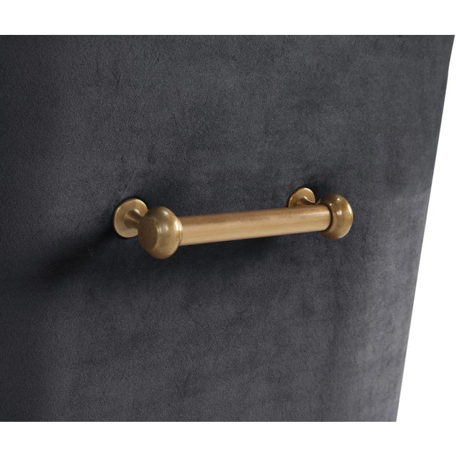 Metal Beatrix Grey Velvet Side Chair with Gold Legs For Sale - Image 7 of 12