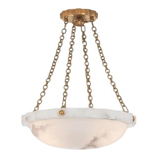 Visual Comfort Chapman & Myers Fluted Band Medium Chandelier in Alabaster For Sale