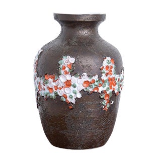 Brutalist Black Ceramic Vase from Perignem, 1970s For Sale