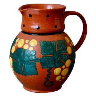 Pitcher with Grapes in Glazed Earthenware, 1890s For Sale