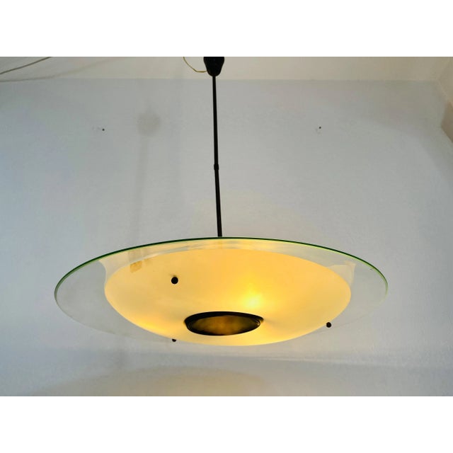 Mid-Century Modern Italian Brass and Glass Pendant Lamp, 1950s For Sale - Image 12 of 13