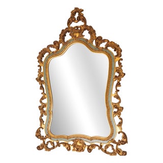 Baroque Louis XV Style Gilded Beveled Mirror, 1950s For Sale