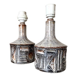 Vintage Stoneware Table Lamps by Jette Hellerøe for Axella, 1960s, Set of 2 For Sale