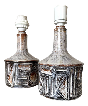 Vintage Stoneware Table Lamps by Jette Hellerøe for Axella, 1960s, Set of 2