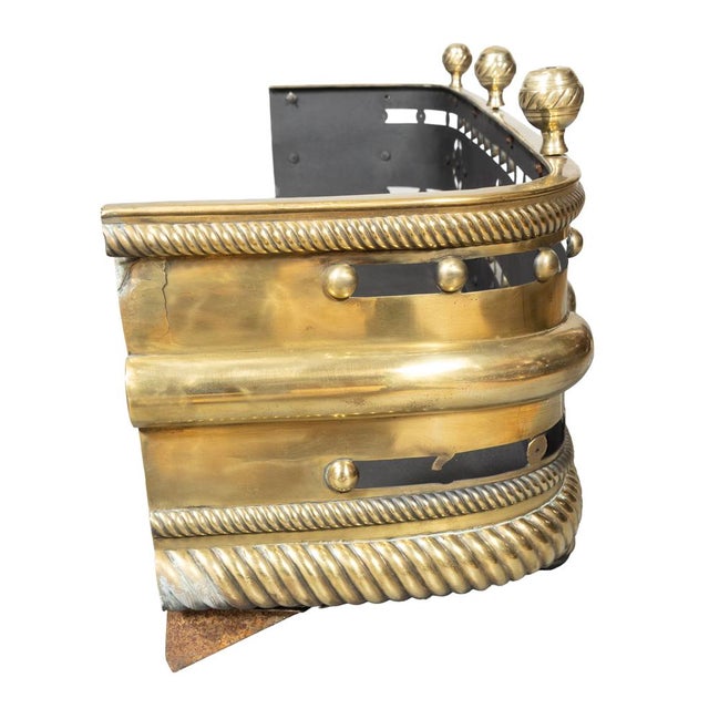 Traditional Late Regency Brass Fire Fender For Sale - Image 3 of 9