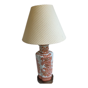 Mid 20'th C. Chinoiserie Kutani Orange White Table Lamp