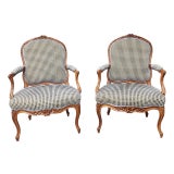 Antique Louis XVI Carved Wood Armchairs - A Pair For Sale