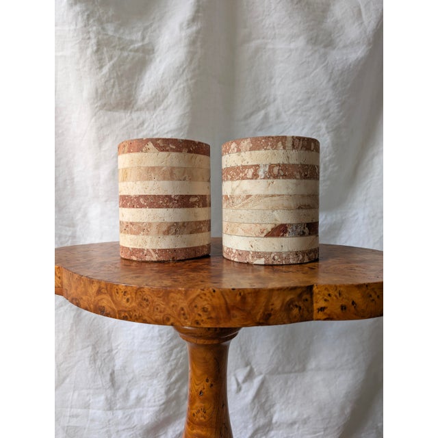 Vintage Striped Travertine Demilune Bookends by Fratelli Mannelli, 1970s, Set of 2 For Sale - Image 13 of 13