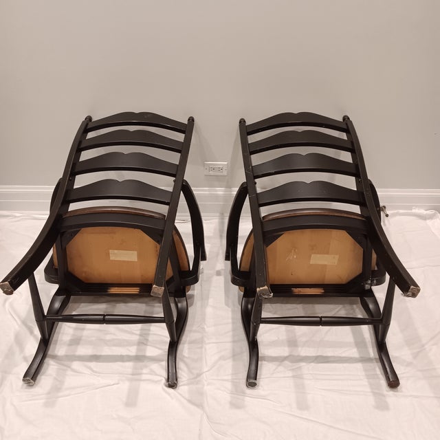 Vintage French Country Farmhouse Ladderback Arm Chairs, Set of 2 For Sale - Image 14 of 18