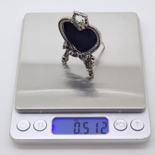 Silver Vintage Italian Handmade Genuine Silver Heart Shaped Mini Frame for Bedside Tables or Dollhouses For Sale - Image 8 of 9