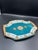 Beautiful vintage Georges Briard serving tray featuring a striking teal, white, and gold design with an ornate butterfly...