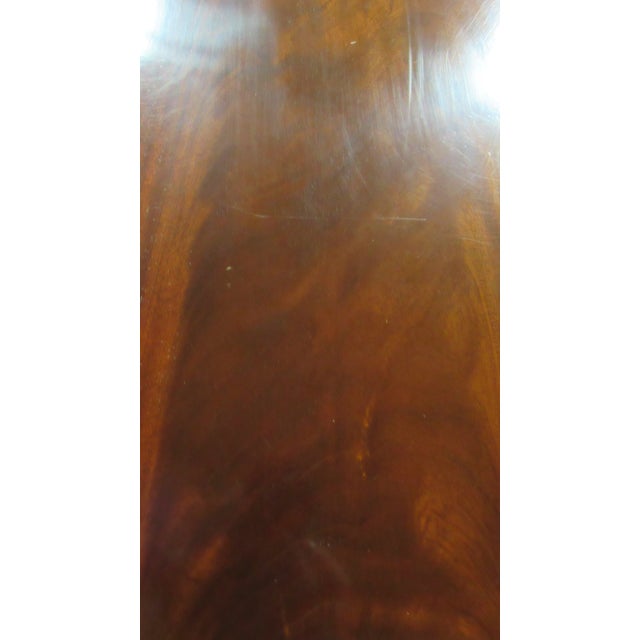 1980s Flame Mahogany Banquet Dining Table Pedestal Highend Designer For Sale - Image 11 of 11