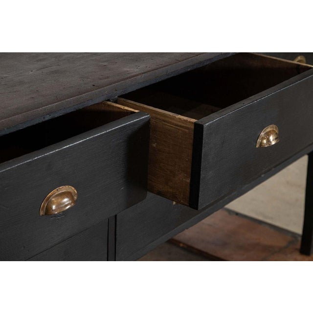 Ebonised English Pine Worktable or Kitchen Island, 19th Century For Sale - Image 10 of 14