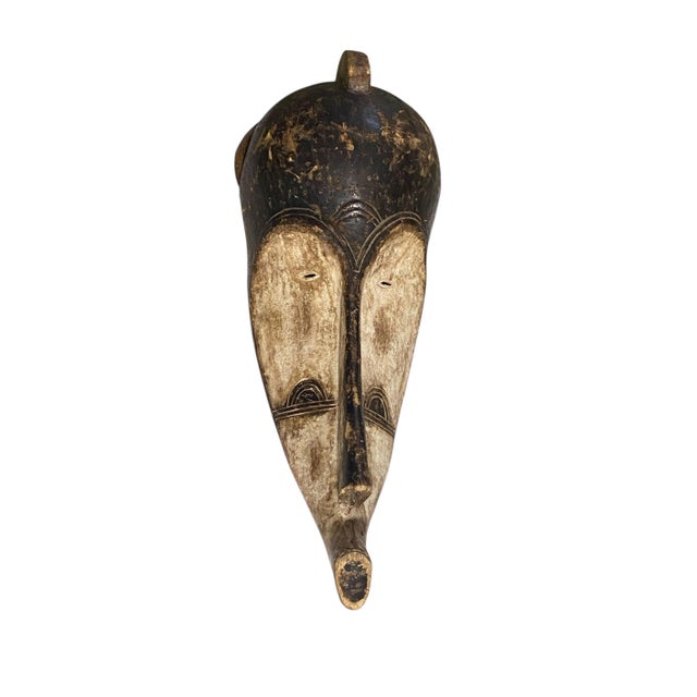 African Vintage Fang Mask Elongated Face Gabon African Mask 29" H For Sale - Image 3 of 6