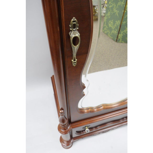 Pulaski Baker Street Armoire Mirror Front Cherry Dresser ...