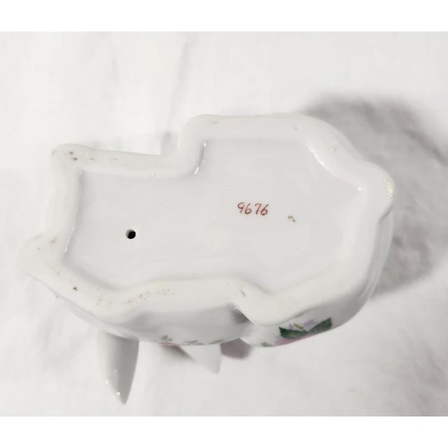 Mid-Century Modern Vintage Porcelain Easter Bunny Rabbit Floral Figurine For Sale - Image 3 of 8