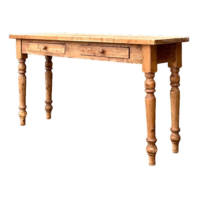 Vintage Rustic Pine Console Table For Sale