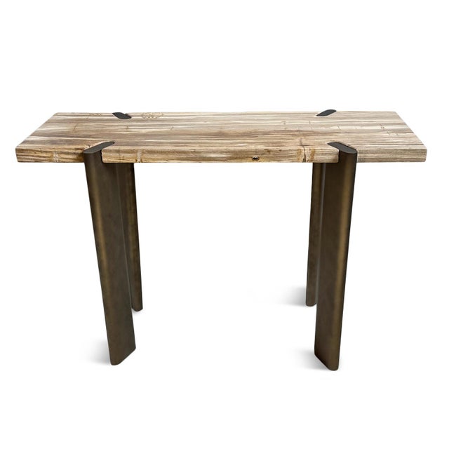 Petrified Wood & Bronze Console Table For Sale In Los Angeles - Image 6 of 12