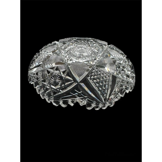 Antique, American Brilliant Period Crystal Glass Hand Cut Low Bowl Made by J Hoare For Sale - Image 6 of 13