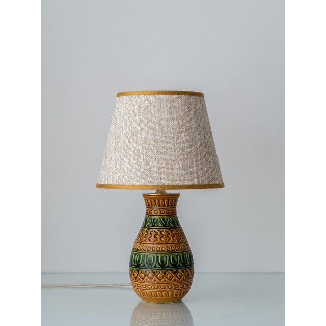 Metal Mustard and Green Ceramic Table Lamp from Bay Keramik, West Germany, 1960s For Sale - Image 7 of 7