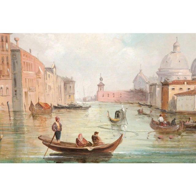 Wood Italian Oil on Canvas Painting of Venice, circa 1830 in Original Giltwood Frame For Sale - Image 7 of 9