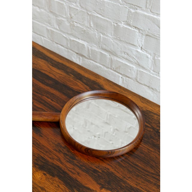 Rosewood Hand Mirror by Uno & Osten Kristiansson for Luxus, Sweden, 1950s For Sale - Image 6 of 18