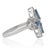 Metal Antique Edwardian Style Blue Sapphire & Diamond Halo Ring in Sterling Silver, Size 7 For Sale - Image 7 of 13
