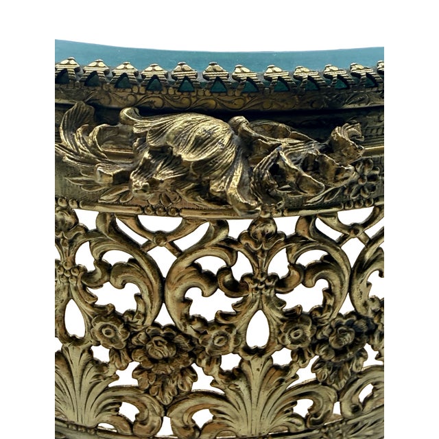 Large Antique Gilt Metal Jewelry Casket Beveled Glass Rococo Floral Box C1900 For Sale - Image 13 of 14