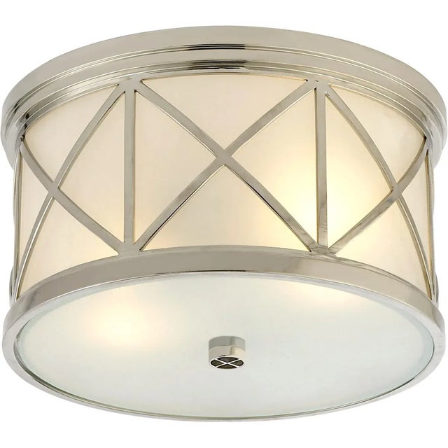 Traditional Suzanne Kasler for Visual Comfort Signature Montpelier Small Flush Mount in Polished Nickel with Frosted Glass For Sale - Image 3 of 4