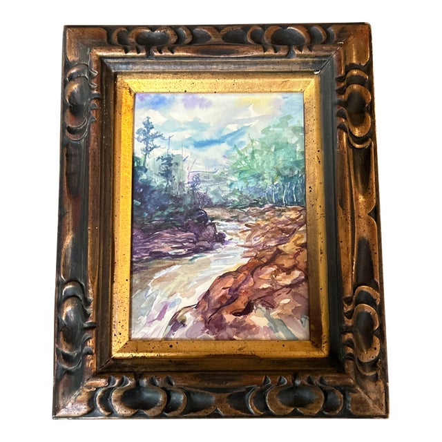 1950’s Original Impressionist Landscape Watercolor Painting For Sale