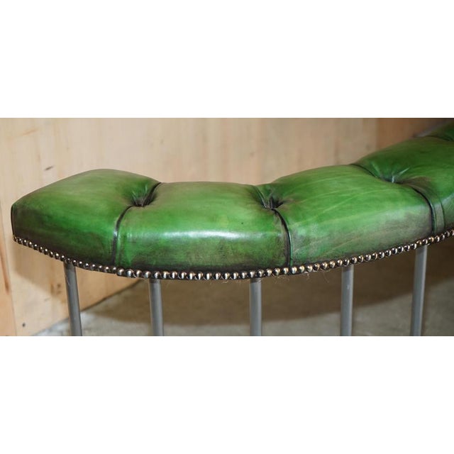 Victorian Chesterfield Demi Lune Fireplace Club Fender in Leather For Sale - Image 10 of 17