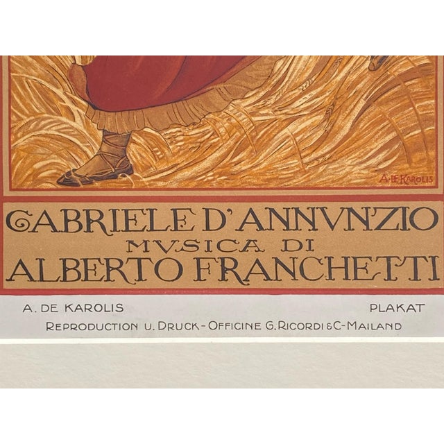 Adolfo De Carolis, Iorio's Daughter, Original Lithograph, 1914, Framed For Sale - Image 4 of 13