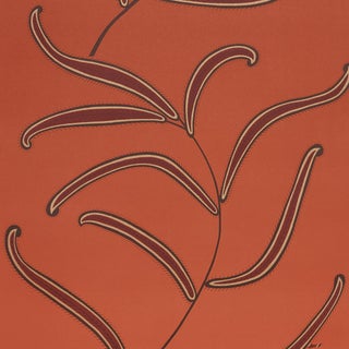 Sample - Schumacher x Neisha Crosland Caterpillar Leaf Wallpaper in Tomato For Sale