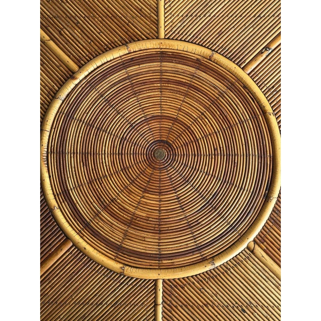 Brown Vintage Monumental Rattan Sunburst Coffee Table Attributed to Vivai Del Sud, C. 1970s For Sale - Image 8 of 12