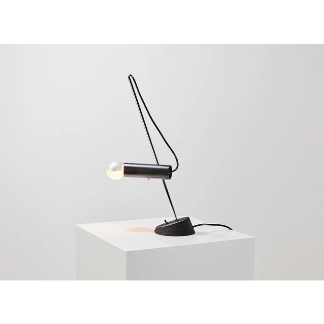 Minimalist table lamp, model 566, designed by Gino Sarfatti in 1956 for Arteluce Italy. The lamp has a chrome plated metal...