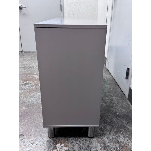 Circa 1990's Industrial Stye Lacquered + Glass Cabinet For Sale In San Francisco - Image 6 of 12