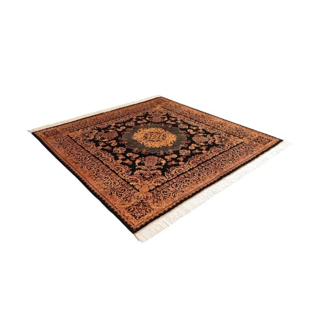 Hand-Knotted Silk Qom Rug For Sale - Image 3 of 11