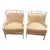 White Painted Barrel Back Club Chairs Upholstered in Linen -A Pair For Sale