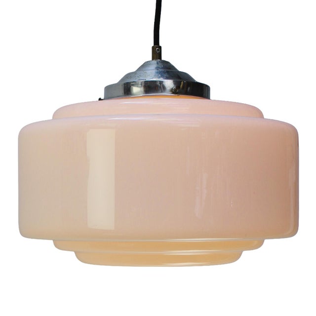 Vintage Art Deco White Opaline Glass Pendant Lamp from Philips For Sale - Image 3 of 9