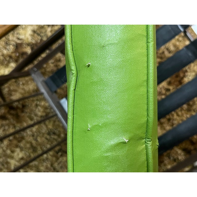 1960s Mid-Century Modern High-Back Avocado Green Vinyl Lounge Chair For Sale - Image 13 of 16