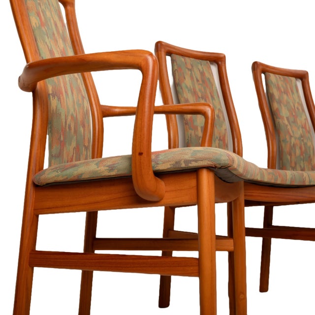 Here is a phenomenal set of dining chairs from Schou Andersen Mobelfabrik of Denmark. These chairs are 100% original, the...