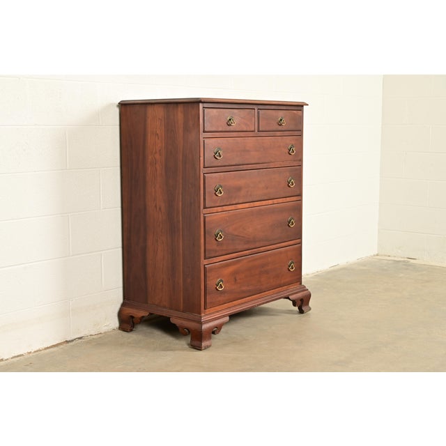 L. & J.G. Stickley, Inc. Stickley American Colonial Solid Cherry Wood Highboy Dresser | Circa 1950s For Sale - Image 4 of 13