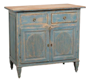 Early 19th Century Original Blue Painted Swedish Pine Sideboard