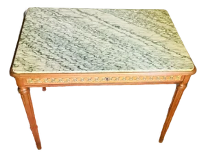 Mid 20th Century Albert Goumain Paris Louis XVI Marble Top Writing Table With Gilt Bronze Gallery