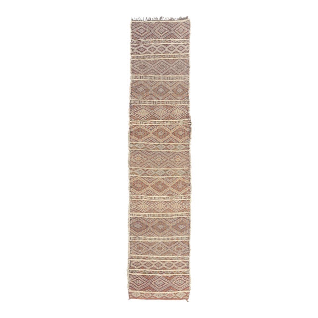 Vintage Zemmour Moroccan Kilim Rug, 03'08 X 17'00 For Sale