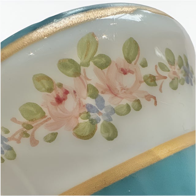 Antique French Opaline Glass Bud Vase With Gilt Lip, Bows & Flowers, 1900, Paris For Sale - Image 11 of 11